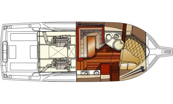 Slide: The Image of 2006 Rampage 38 Express yacht kitchen with wooden cabinets and countertop. - 19