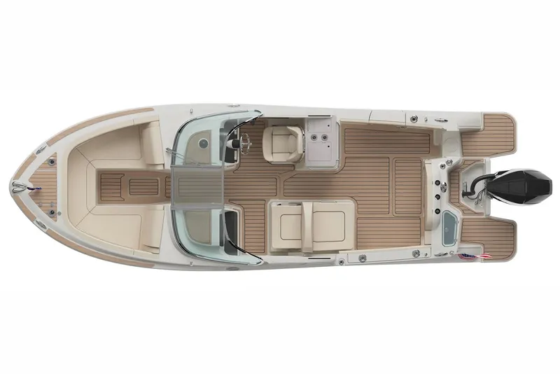 Slide: The Image of Manufacturer Provided Image: Top view of 2023 Chris-Craft Calypso 24 boat with seating and outboard motor. - 30