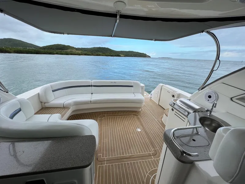 Slide: The Image of 2006 Sea Ray 48 Sundancer yacht with spacious deck and ocean view. - 27
