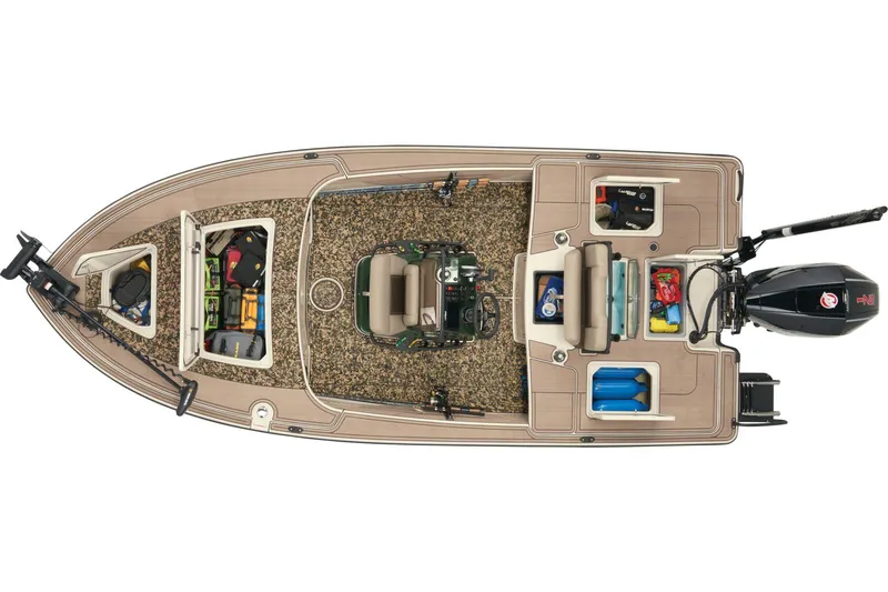 Slide: The Image of 2026 Mako 18 Pro Skiff Backwater Edition boat on trailer, parked outdoors. - 5