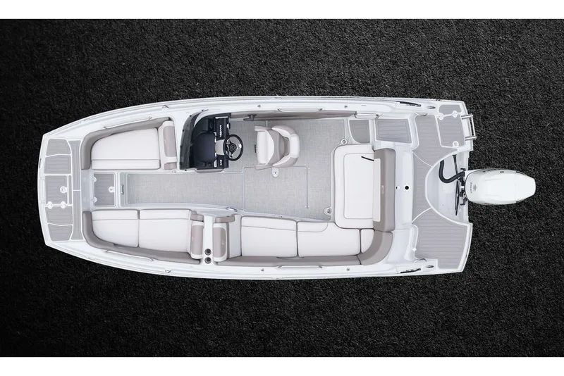Slide: The Image of 2026 Crownline Eclipse E210 XS boat interior with white seating and wood accents. - 7