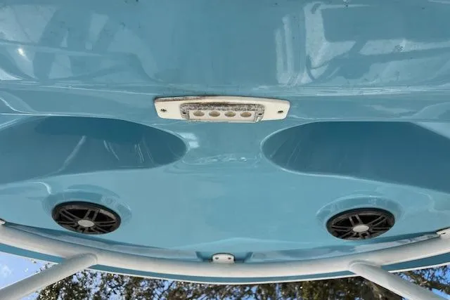 Slide: The Image of Underside view of 2021 Sea Fox 226 Traveler boat with speakers and light. - 11