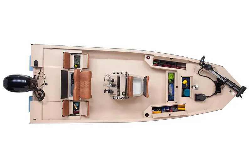 Slide: The Image of Manufacturer Provided Image: Top view of 2026 G3 Bay 21 GX boat with organized storage compartments. - 6