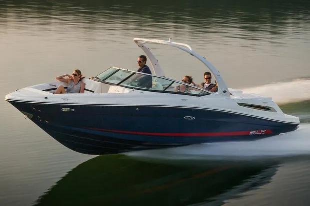 Slide: The Image of Manufacturer Provided Image: 2015 Sea Ray 250 SLX boat cruising on water with passengers. - 27