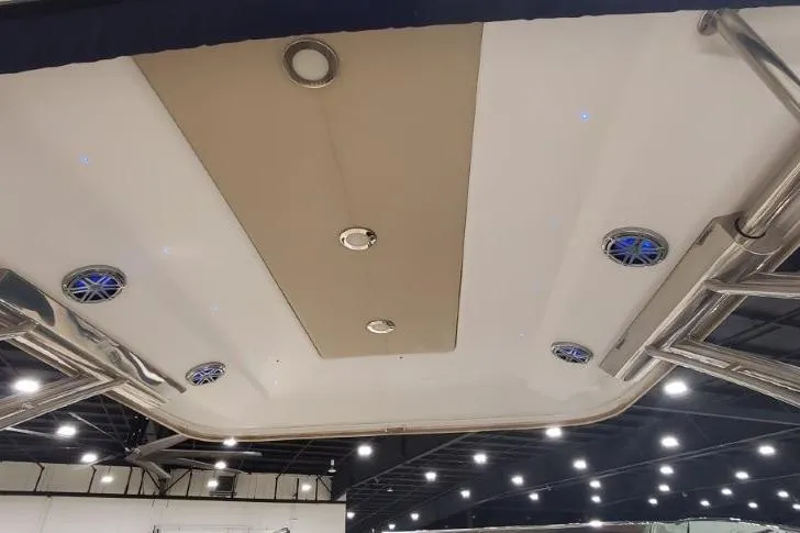 Slide: The Image of 2017 Formula 350 Crossover Bowrider interior ceiling with lights and speakers. - 16