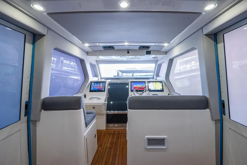 Slide: The Image of Interior cockpit of 2021 Gulf Crosser 52 yacht with modern navigation systems. - 35