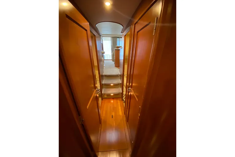Slide: The Image of Interior hallway of 2008 Silverton 45 Convertible yacht with wooden finishes. - 39