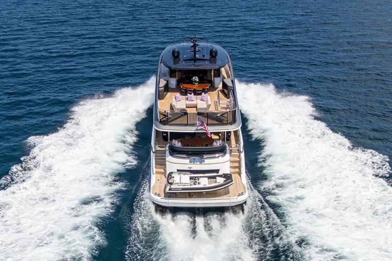 Slide: The Image of Luxury Princess X95 yacht cruising on open sea, 2022 model. - 11