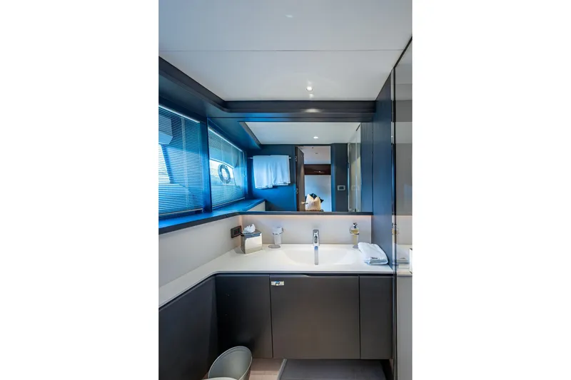 Slide: The Image of Luxurious bathroom interior of 2022 Princess X95 yacht, featuring sleek design and modern amenities. - 135