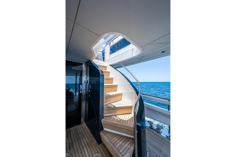 Slide: The Image of Elegant staircase on 2022 Princess X95 yacht with ocean view. - 38