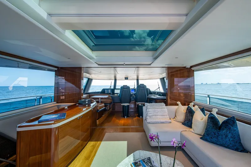 Slide: The Image of Luxurious interior of 2022 Princess X95 yacht with ocean view and elegant furnishings. - 42