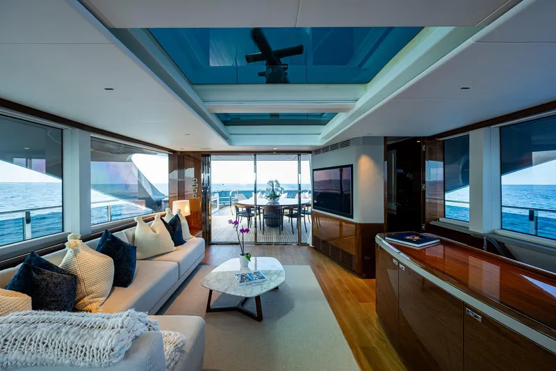 Slide: The Image of Luxurious interior of 2022 Princess X95 yacht with ocean view and elegant furnishings. - 50