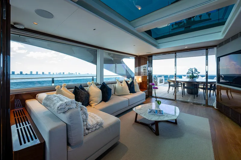 Slide: The Image of Luxurious interior of 2022 Princess X95 yacht with ocean view and elegant furnishings. - 51