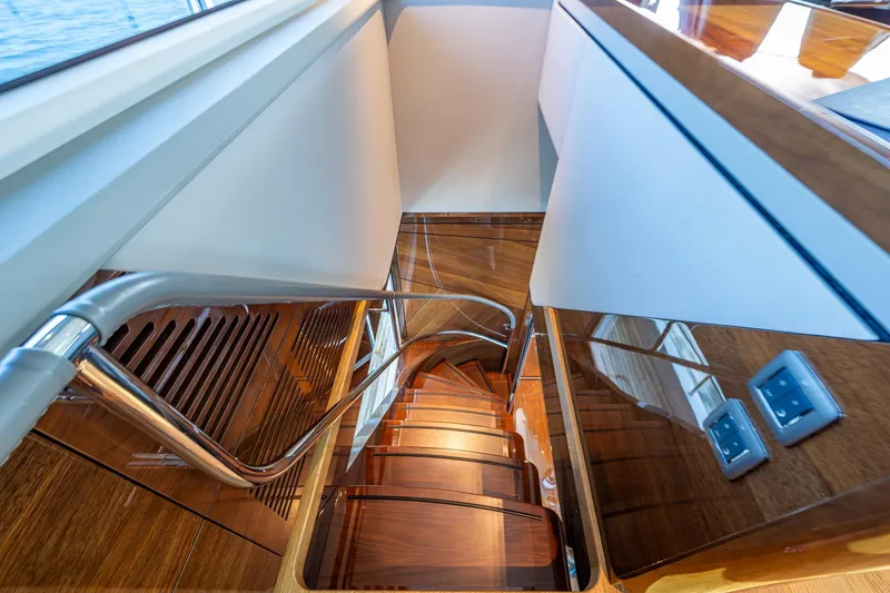 Slide: The Image of Luxurious wooden staircase on 2022 Princess X95 yacht interior. - 55