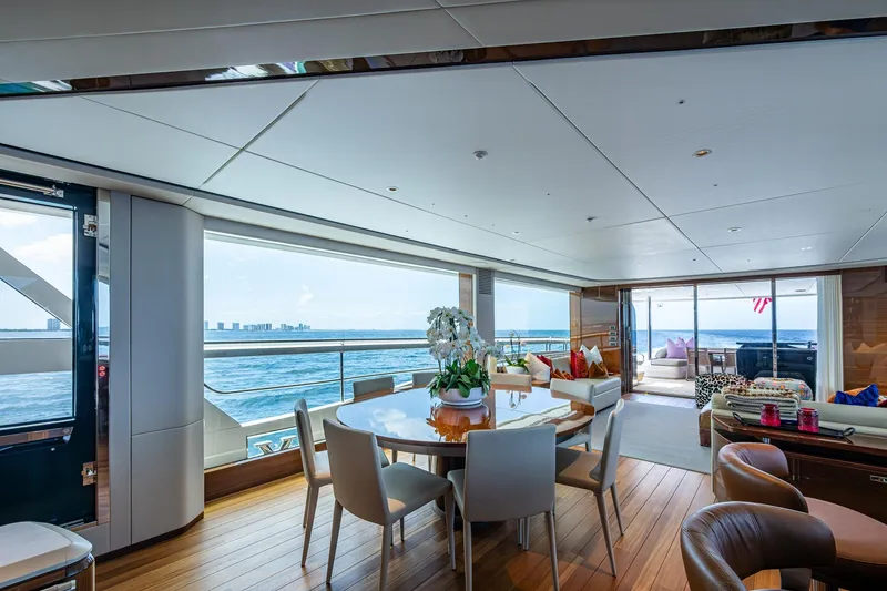 Slide: The Image of Luxurious interior of 2022 Princess X95 yacht with ocean view and elegant furnishings. - 79