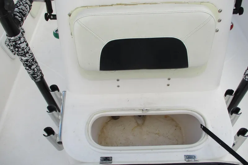 Slide: The Image of 2019 Blue Wave 2200 SL BAY boat seat with storage compartment open. - 13