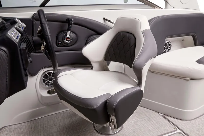 Slide: The Image of Interior of 2026 Crownline 288 SS boat with modern helm and seating. - 3