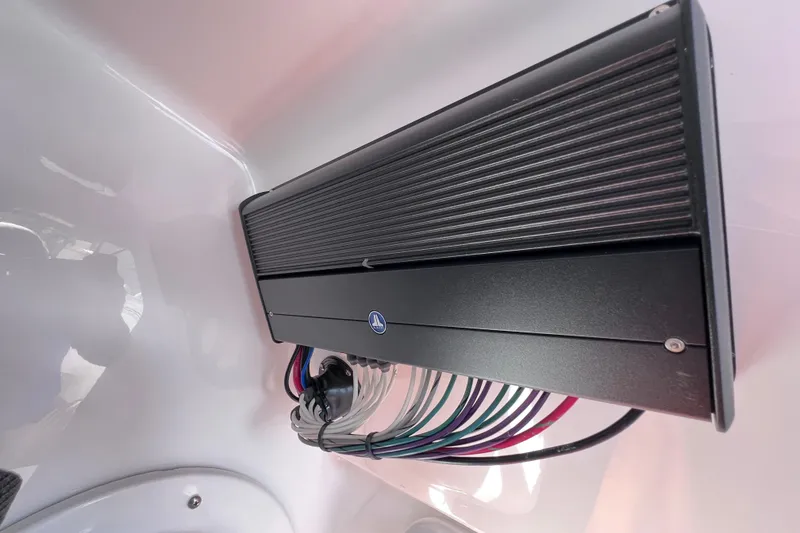 Slide: The Image of 2024 Everglades 243 Center Console boat wiring and electronic component detail. - 76