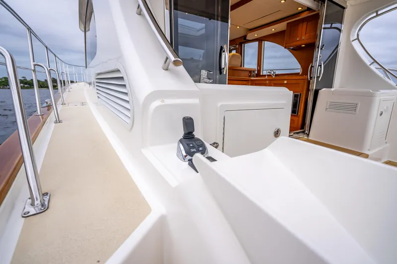 Slide: The Image of 2014 Grand Banks 50 Eastbay SX yacht deck with sleek design and modern interior. - 14