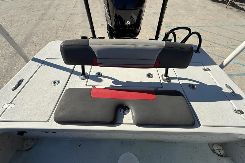 Slide: The Image of 2018 Blazer Bay 2420 GTS boat deck with seating and storage compartments. - 13