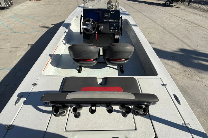 Slide: The Image of 2018 Blazer Bay 2420 GTS boat interior with steering console and seating. - 8