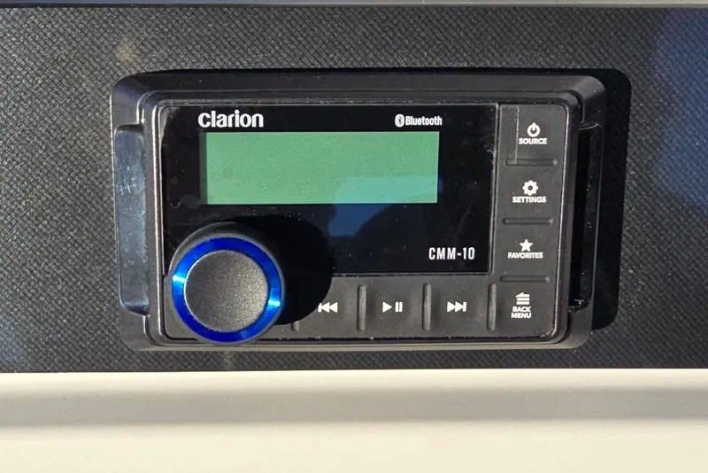 Slide: The Image of Clarion CMM-10 Bluetooth stereo system in 2026 Godfrey Experience 2286 SFL boat. - 7