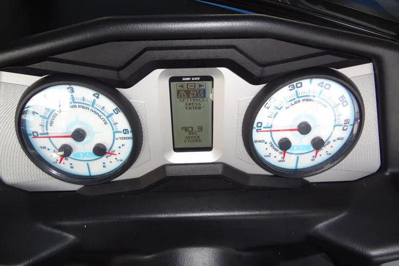 Slide: The Image of Dashboard of 2021 Axis A24 boat with speedometer and RPM gauges. - 28