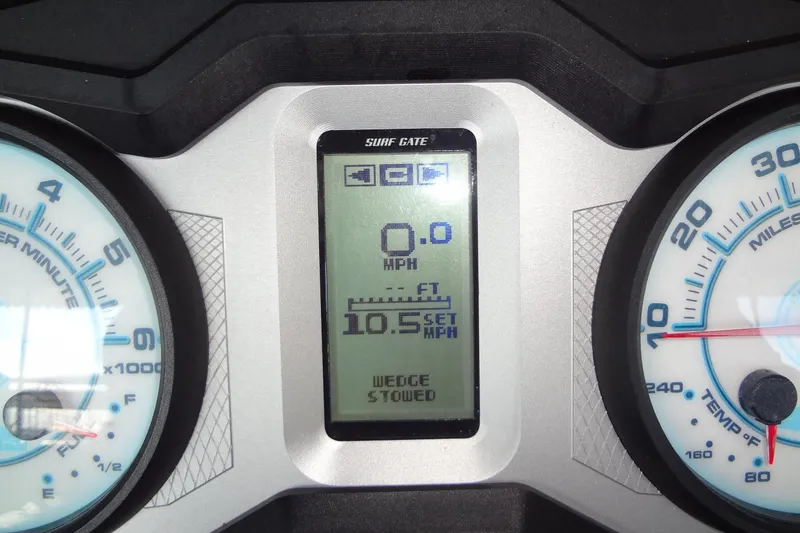 Slide: The Image of Dashboard of a 2021 Axis A24 boat showing speedometer and digital display. - 30