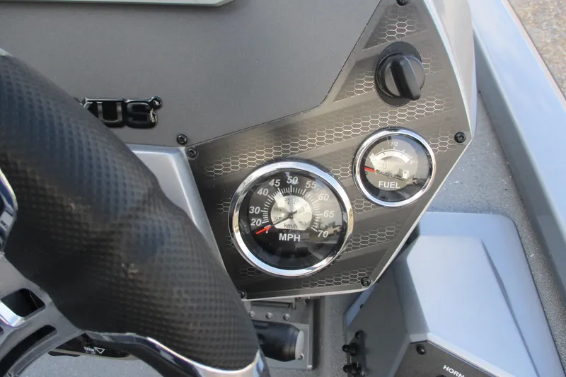 Slide: The Image of Dashboard of 2026 Vexus AVX2080 boat with speedometer and fuel gauge. - 7