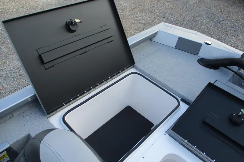 Slide: The Image of 2026 Vexus AVX2080 boat storage compartment with open lid, showcasing interior space. - 9