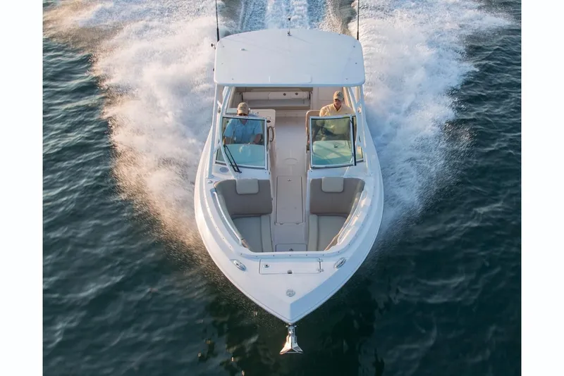 Slide: The Image of Sailfish 275 DC 2018 boat on water, aerial view. - 46