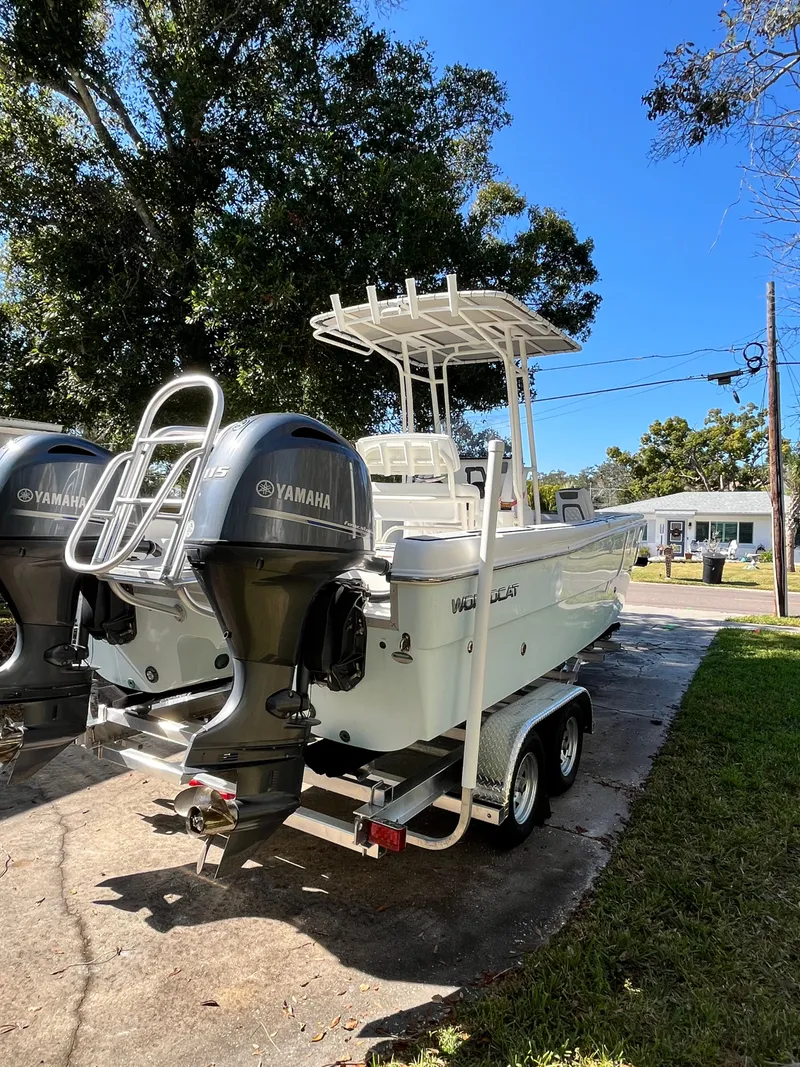 Slide: The Image of 2019 World Cat 230 CC boat with Yamaha engines on trailer. - 5