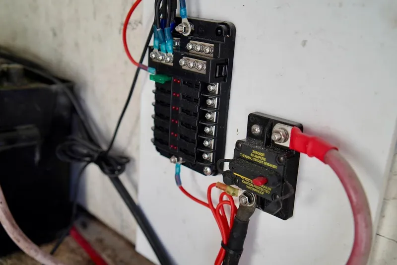 Slide: The Image of Electrical panel and circuit breaker on a 1970 Aquasport 222 Flatback boat. - 20