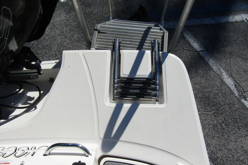 Slide: The Image of 2018 Sea Ray SPX 190 Outboard swim platform with folded ladder. - 24