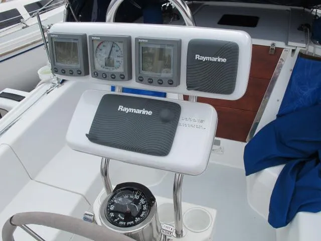 Slide: The Image of Catalina 310 yacht helm with Raymarine instruments, year 2000. - 18