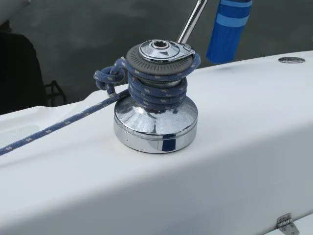 Slide: The Image of Close-up of a winch on a 2000 Catalina 310 yacht. - 22