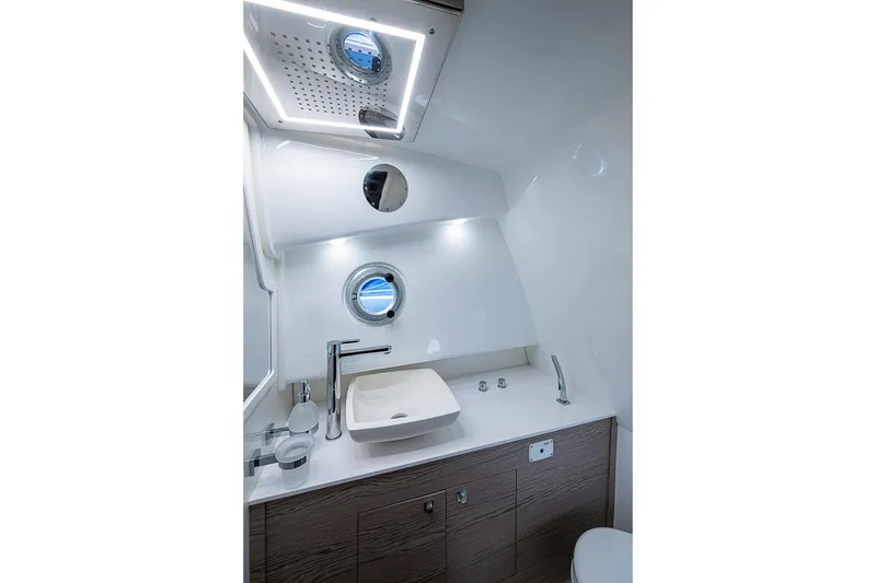 Slide: The Image of Luxurious bathroom interior of 2025 SACS Strider 11 yacht with modern fixtures. - 38