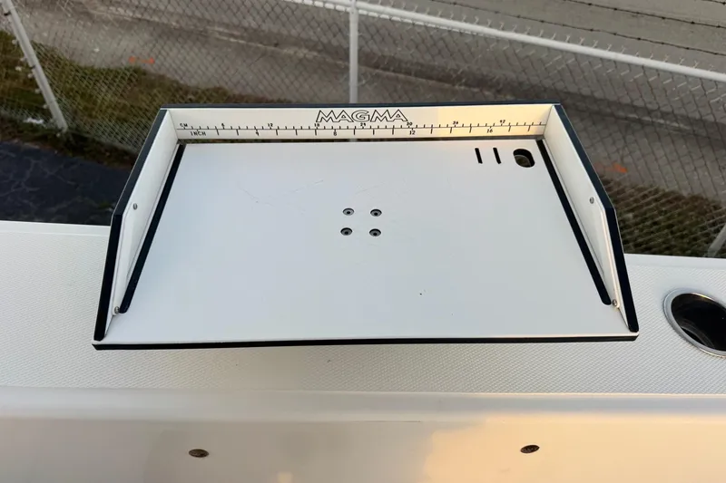 Slide: The Image of Cutting board with measurement guide on 2015 SeaHunter 41 Tournament boat. - 62