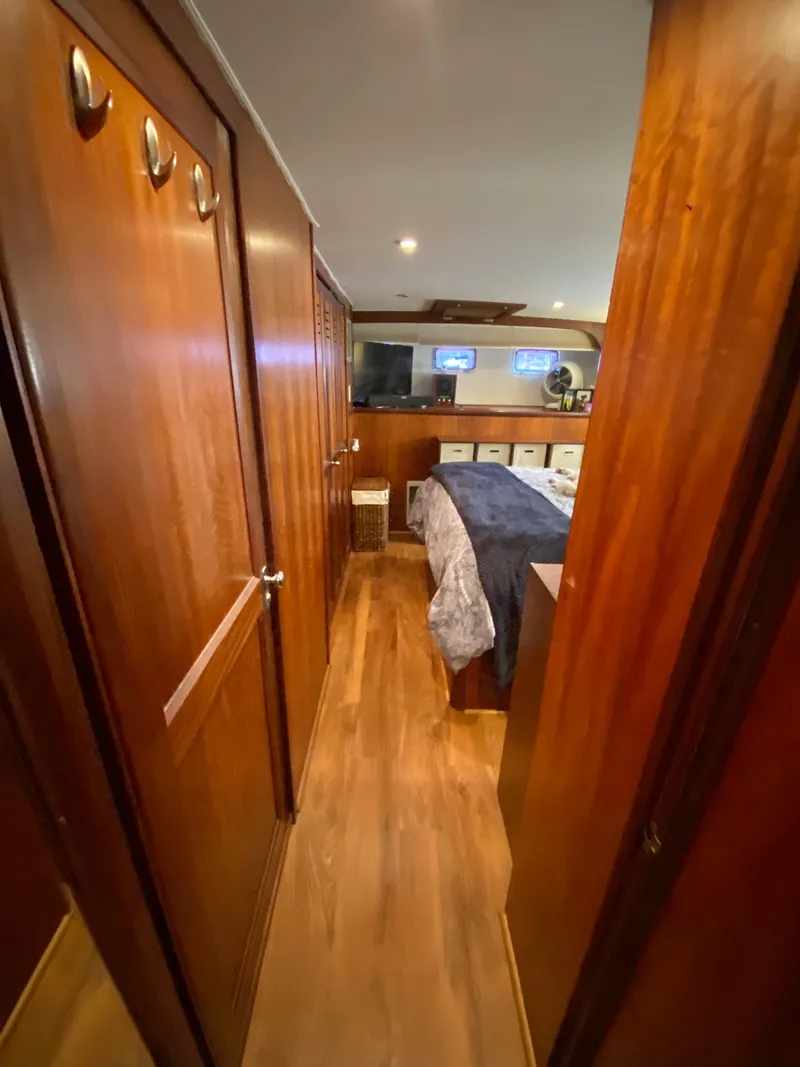 Slide: The Image of Interior of 1971 Hatteras 58 Motor Yacht with wood paneling. - 7