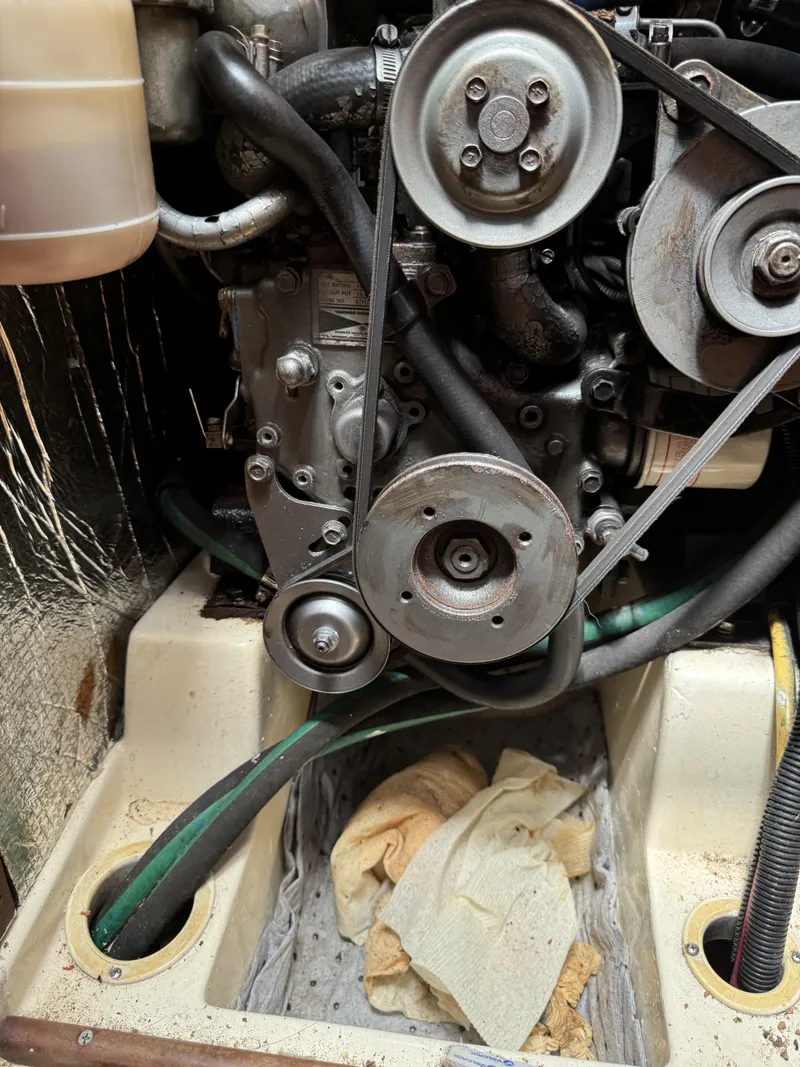 Slide: The Image of Engine compartment of a 2000 Hunter 290 with belt drive. - 34