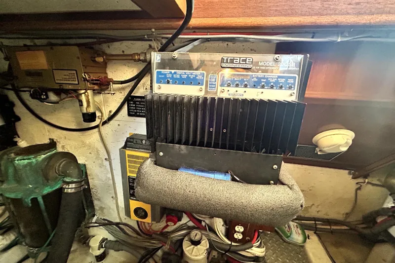 Slide: The Image of Electrical system components in a 1989 Ocean Alexander 44 CPMY yacht engine room. - 30