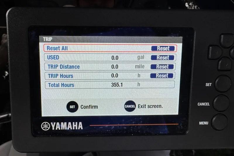 Slide: The Image of Yamaha display showing trip data on 2021 Robalo R230 Center Console boat. - 9