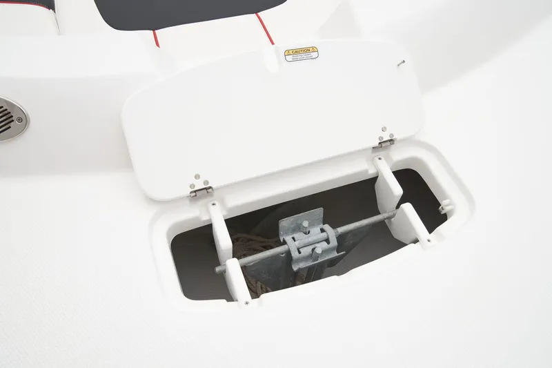 Slide: The Image of Manufacturer Provided Image: 2025 Tahoe 2150 boat anchor storage compartment with open hatch. - 43