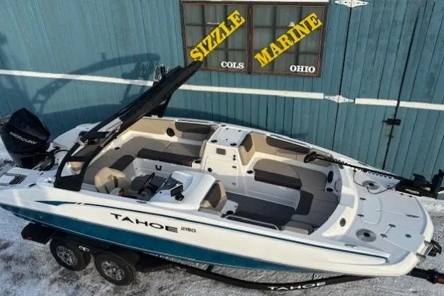 Slide: The Image of 2025 Tahoe 2150 boat on trailer at Sizzle Marine, Ohio. - 6
