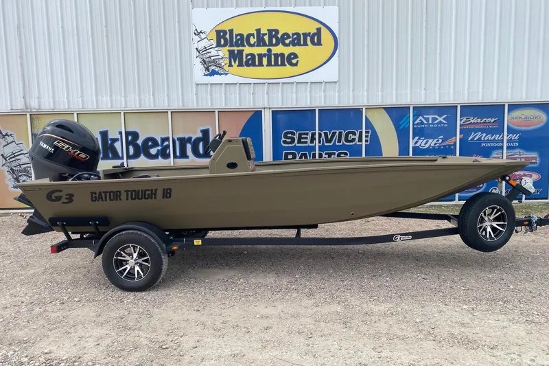 The Image of 2026 G3 Gator Tough 18 CC boat displayed at BlackBeard Marine dealership. - 1