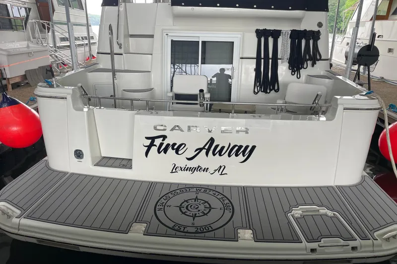 Slide: The Image of 2005 Carver 444 Cockpit Motor Yacht, "Fire Away," docked in Lexington, AL. - 9