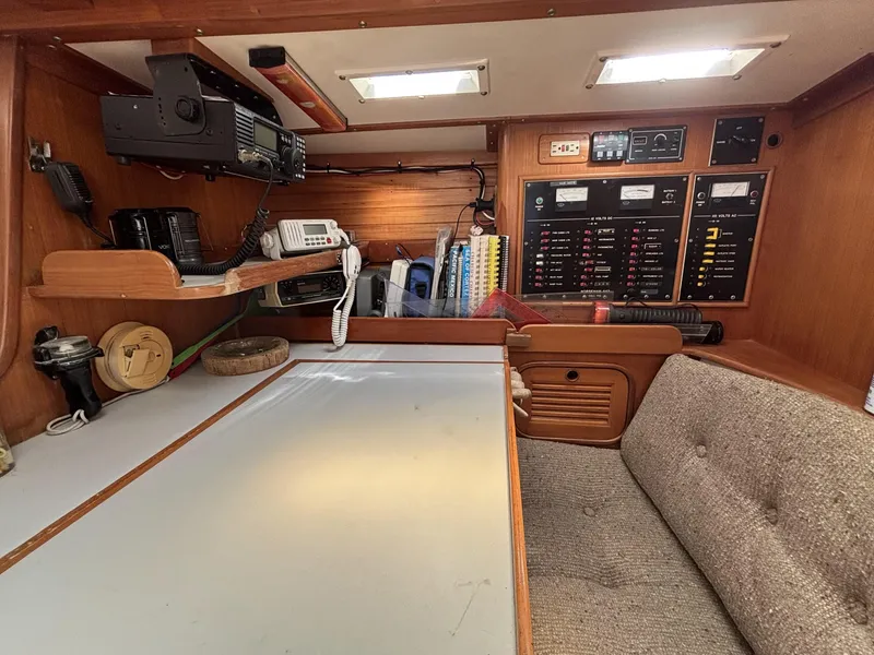 Slide: The Image of Interior of 1982 Norseman 447 yacht with navigation equipment and control panels. - 53