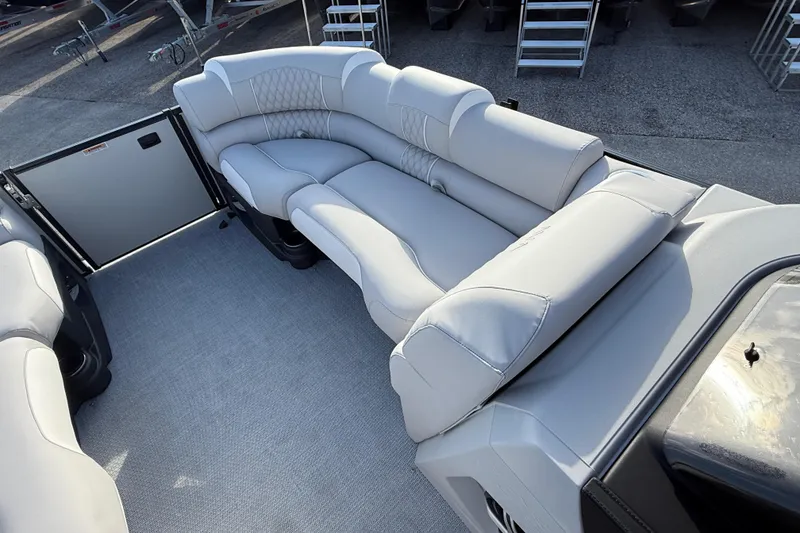 Slide: The Image of Luxurious seating on 2026 Avalon 2385 Catalina Quad Lounger, Tri Toon High Performance boat. - 20