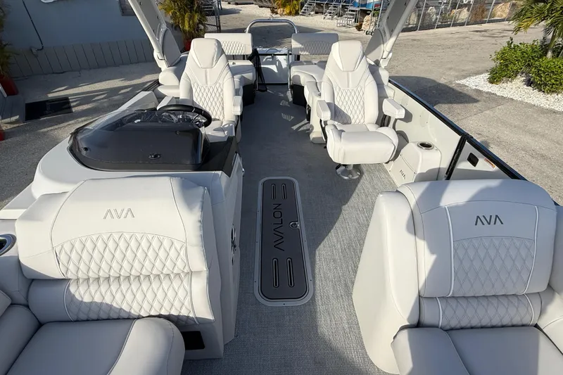 Slide: The Image of Luxurious interior of 2026 Avalon 2385 Catalina Quad Lounger, featuring plush seating and modern design. - 22