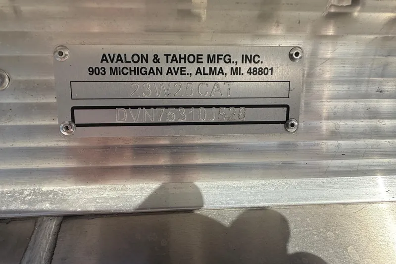 Slide: The Image of Metal identification plate for Avalon 2385 Catalina Quad Lounger, 2026 model, by Avalon & Tahoe Mfg. - 29